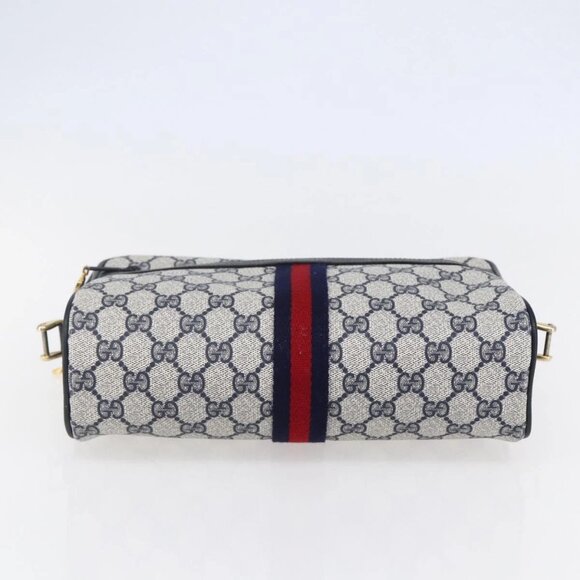 GUCCI GG Supreme Sherry Line Shoulder Bag PVC Navy Gold 72 001 4071 Auth 147721 - Picture 7 of 16